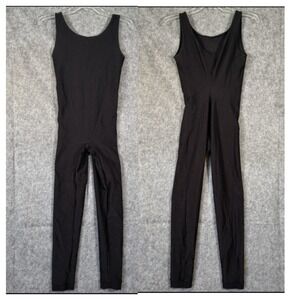 Marika Vintage 80s Spandex Bodysuit Unitard Womens Large Black Ribbed Aerobics